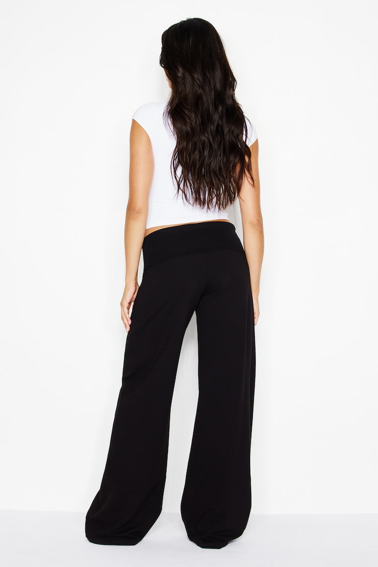 Brushed StretchTerry™ Wide Leg Pants, Jet Black, large
