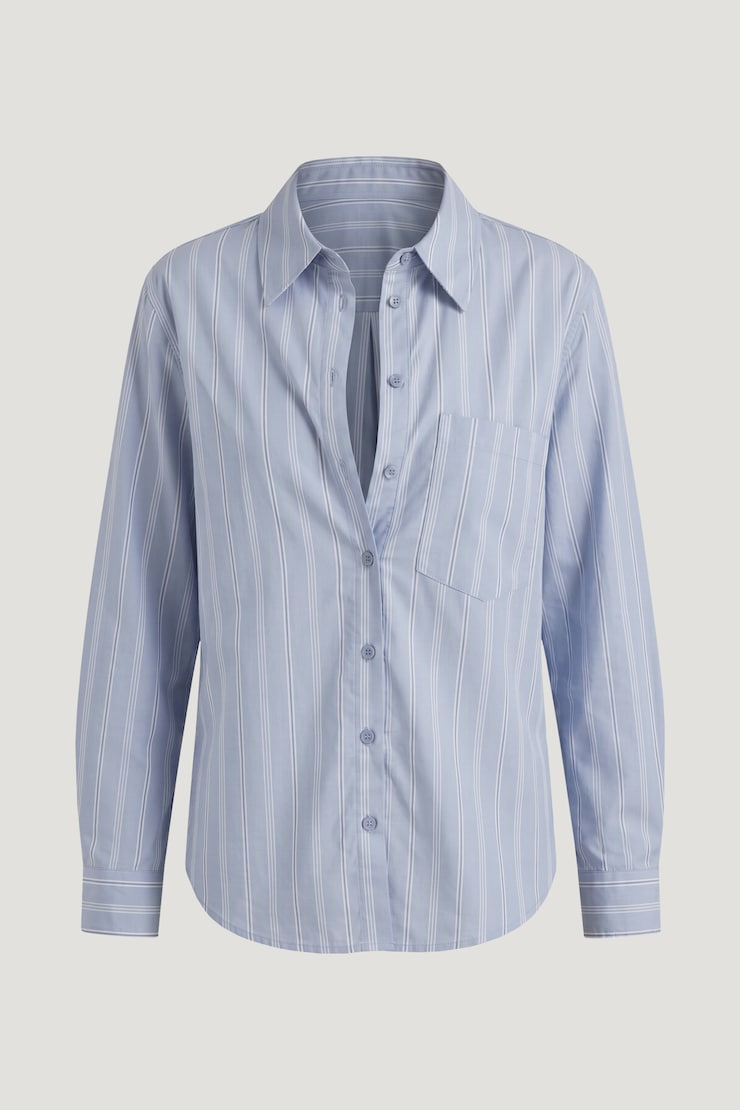 Isla Poplin Shirt Blue / Double White Stripes large