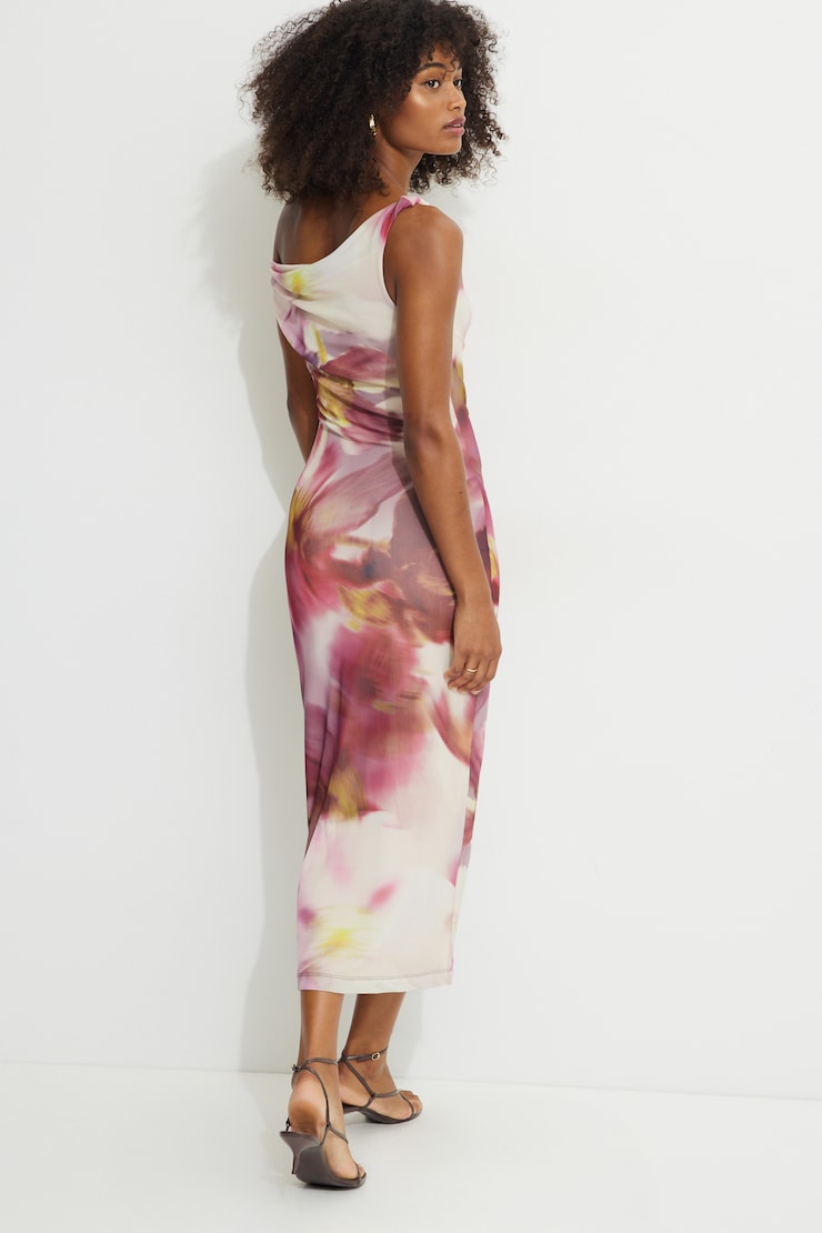 Jayde Mesh Midi Dress Flower Swirl Pink large