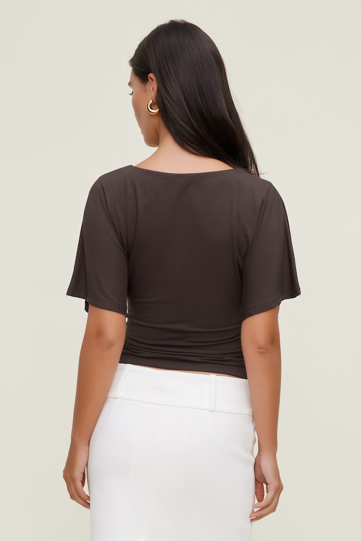 Plunge Flutter Sleeve Top