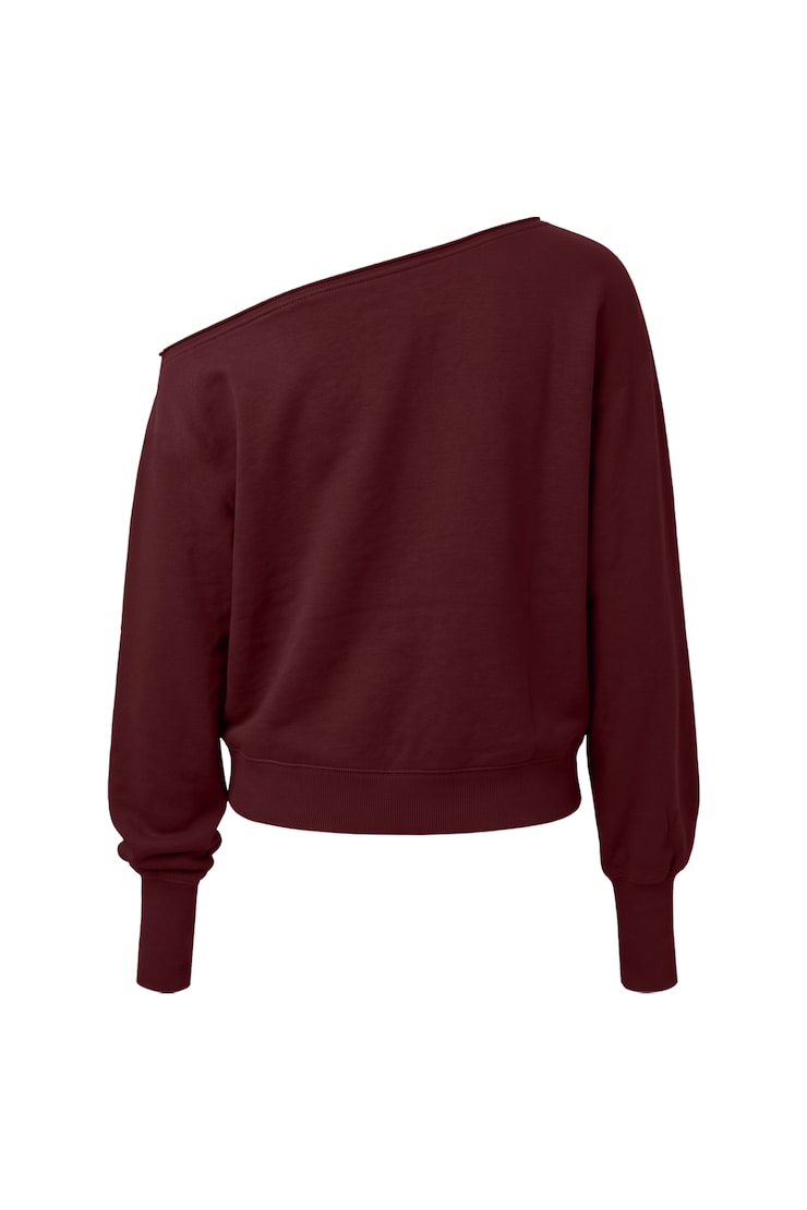SoftTerry Off Shoulder Sweatshirt, Burgundy Bite, large