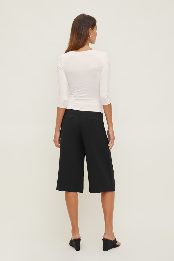 Crepe High Rise Culottes Jet Black large