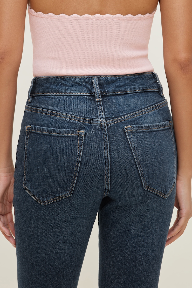 Stretch High Rise Slim Capri Jeans Medium Dark Indigo / Florence large