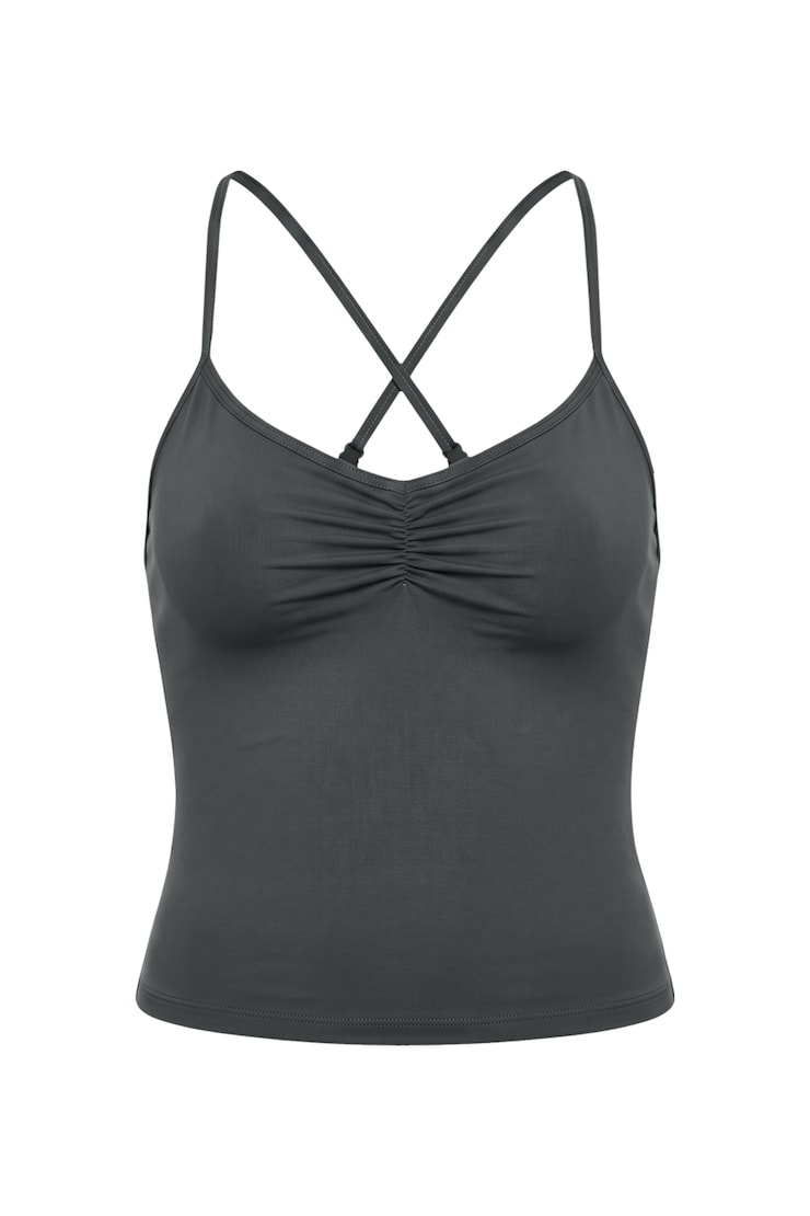 Active Ruched Cami Top, Forged Iron Grey, large
