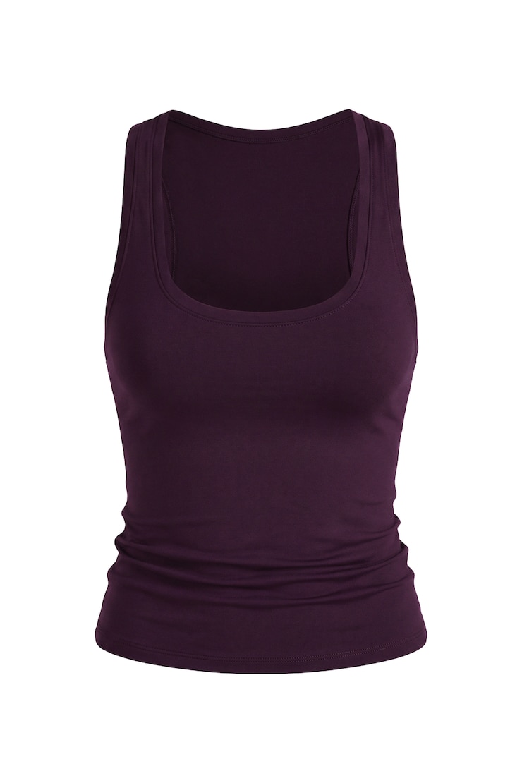 Sleek Scoop Tank Top, Wild Berry Maroon, large