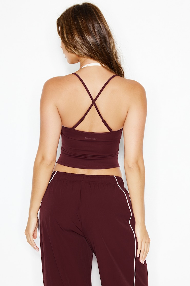 Active Layered Tank Top, Burgundy Bite/Snow White, large