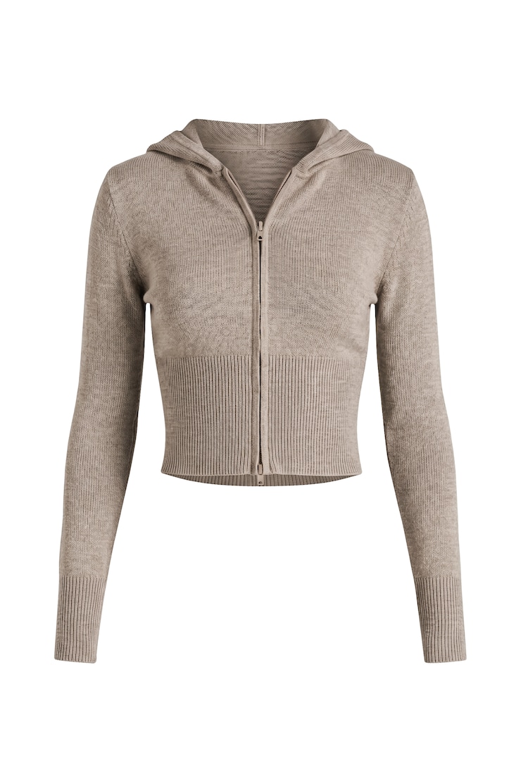 Sweater Zippie, Warm Taupe Melange, large