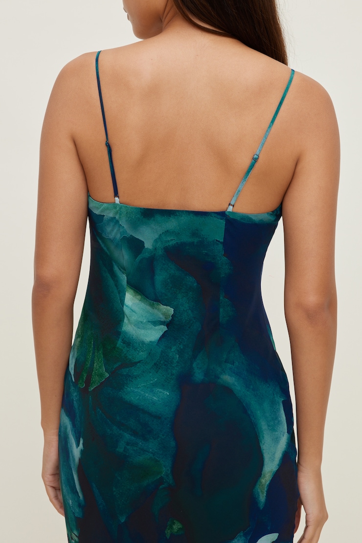 Lucia Maxi Slip Dress Blue Abstract large
