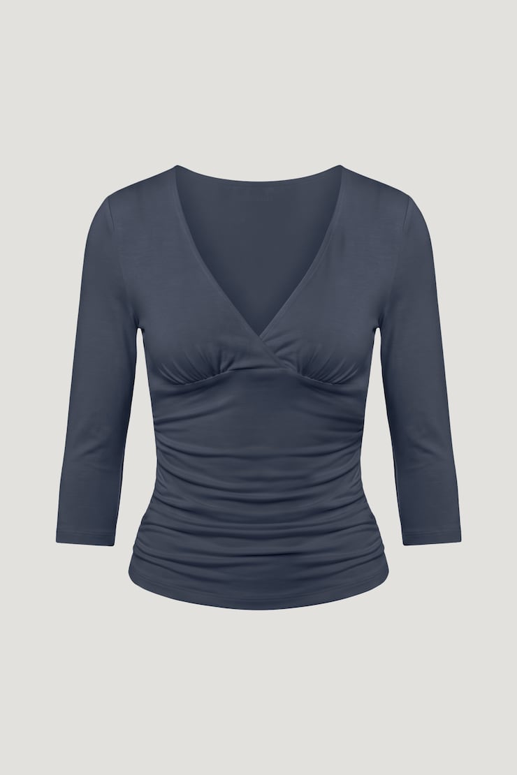 Morgan Plunge 3/4 Sleeve Top India Ink Grey large