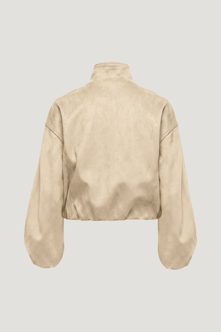 Blouson aviateur en faux suède Brynn Beige pierre ponce large