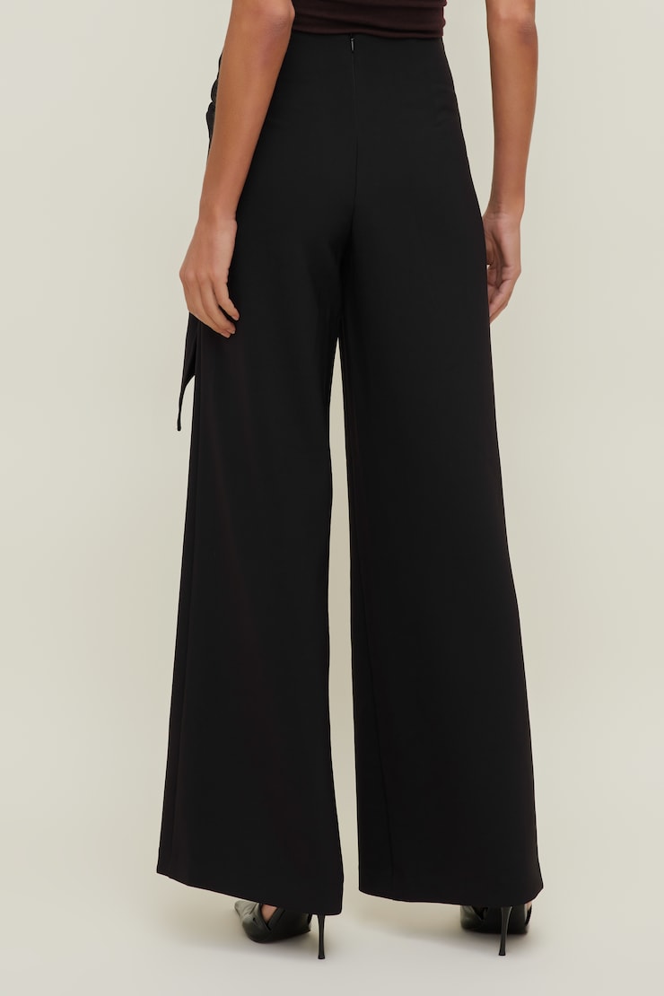 Pantalon à jambe large et attaches Noir encre large