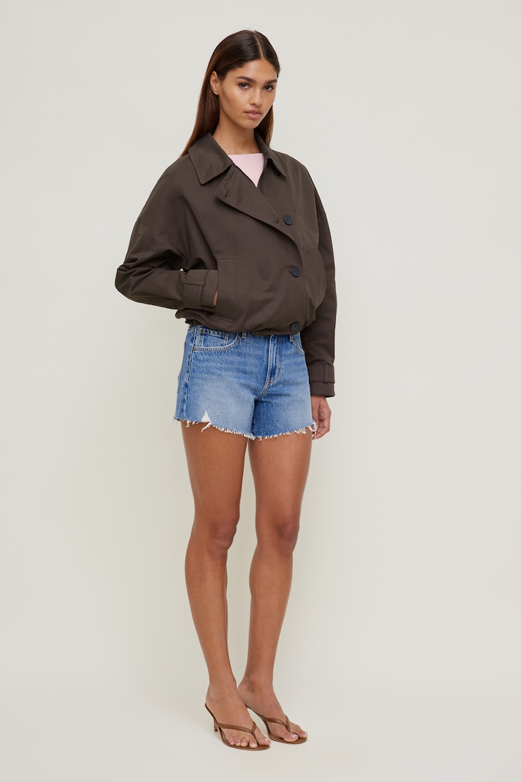 Twill Asymmetric Button Up Jacket