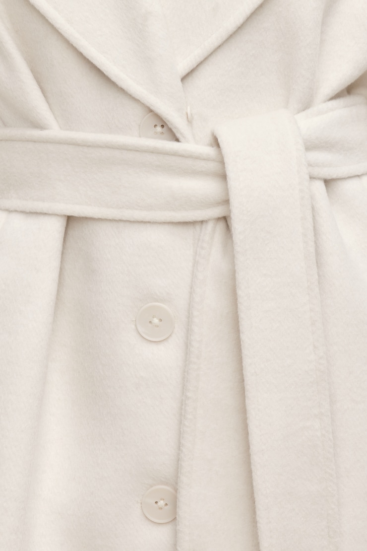 Faux Fur Trim Wool Coat Sea Salt Cream large