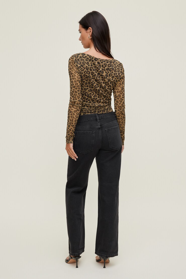 Stella Mesh Long Sleeve Top Leopard Brown large