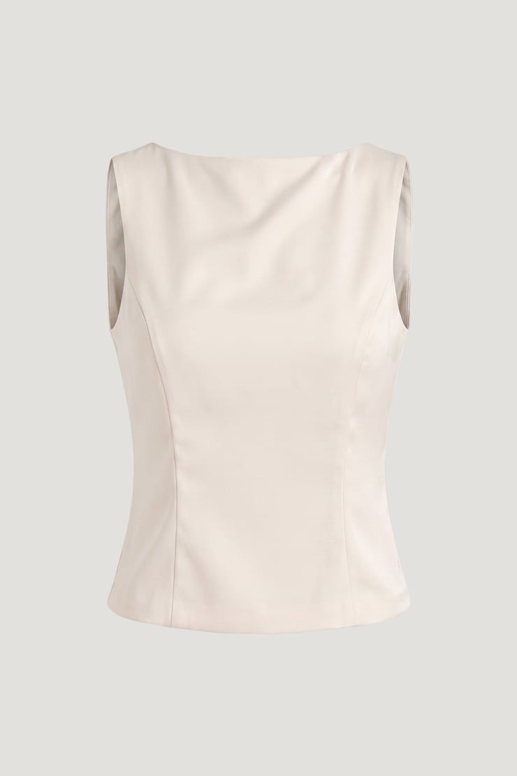 Open Back Satin Tank Top Sea Salt Cream large
