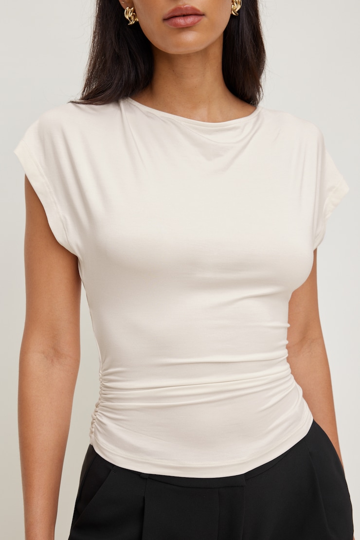 Flutter Sleeve Top Sea Salt Cream large