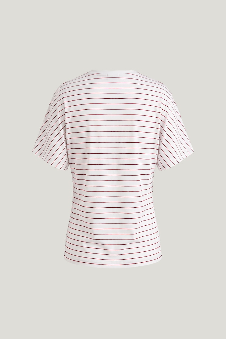 Andrea Striped Cotton T Shirt Red / White Stripes large