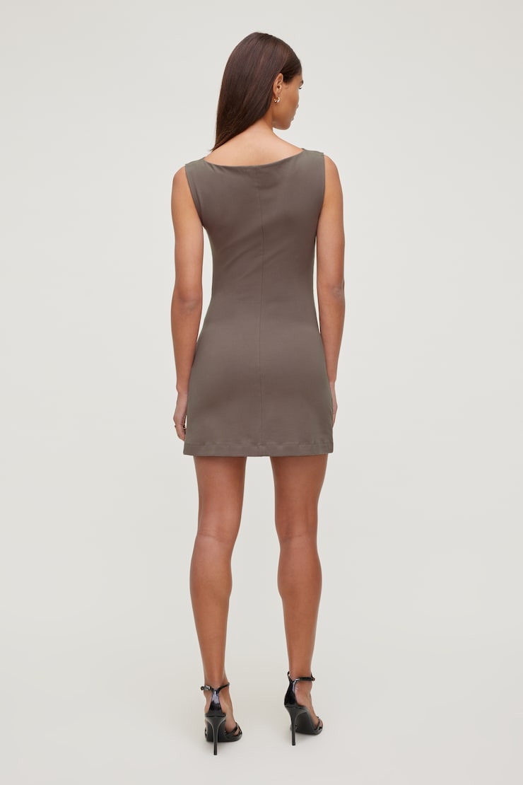Katia Cotton Mini Dress Iron Taupe large