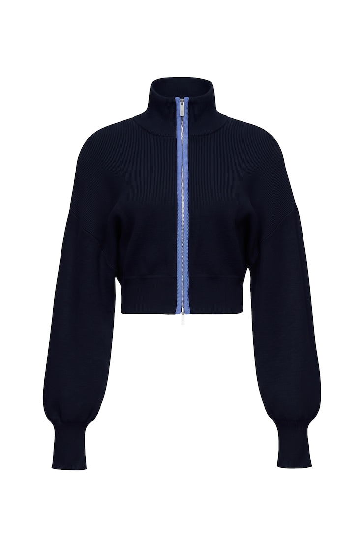 Blouson urbain à fermeture éclair pleine longueur, Marine coquine/Bleu poudre, large