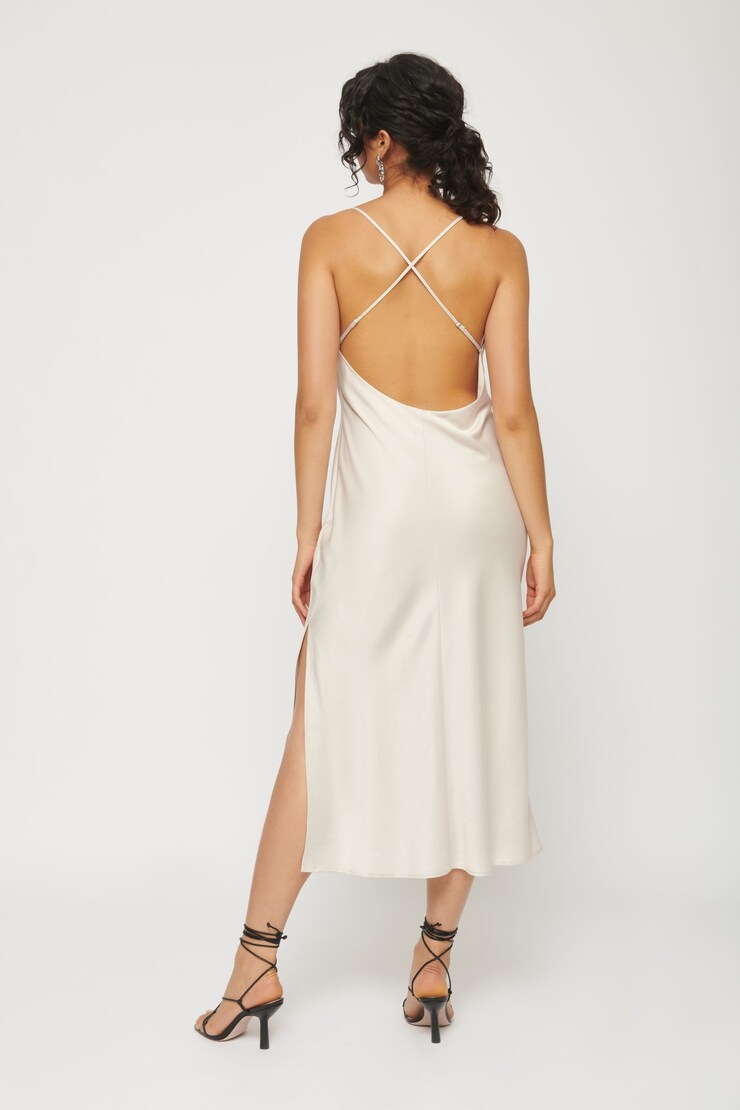Cowl Neck Satin Dress Polished Pearl large