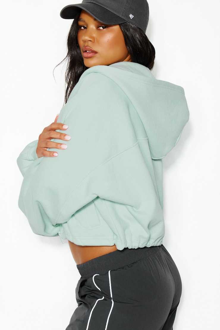 Cocoon Zippie With Bungee Drawstring, Turquoise Trouble, large