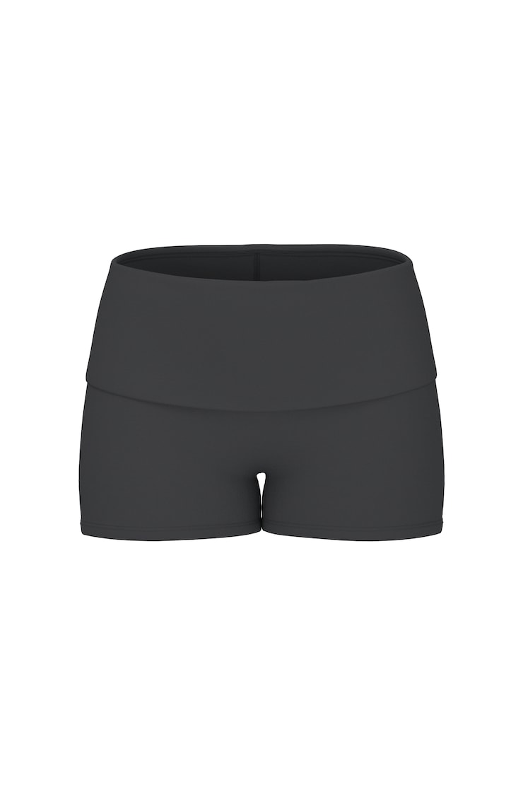 Active Foldover Booty Shorts, Forged Iron Grey, large