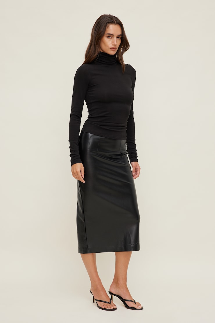 Fitted Turtleneck Top Jet Black large