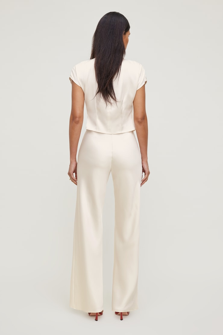Izzy Wide Leg Satin Pants Sea Salt Cream large