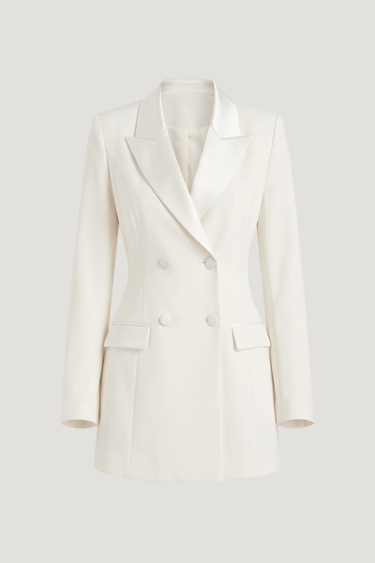 Sloane Tuxedo Blazer Romper Mini Dress Snow White large
