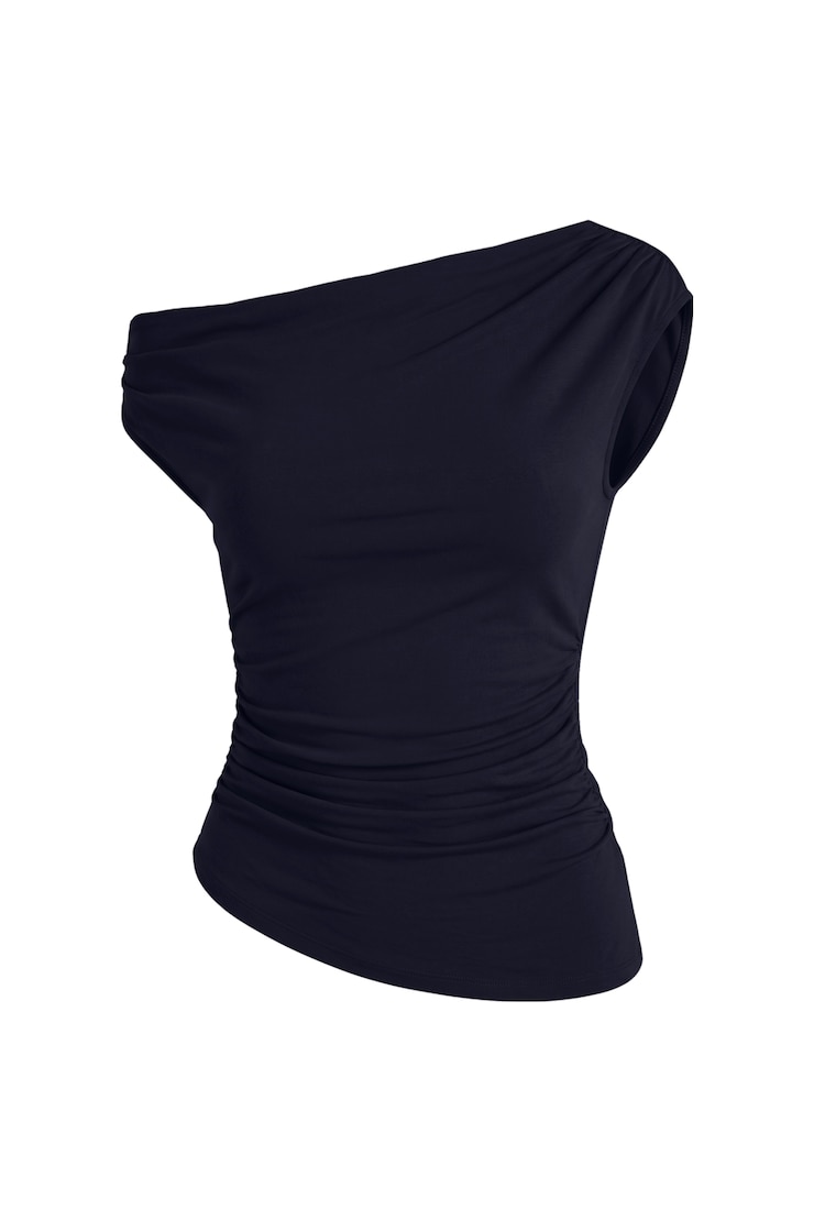 T-shirt asymétrique lisse, Marine coquine, large