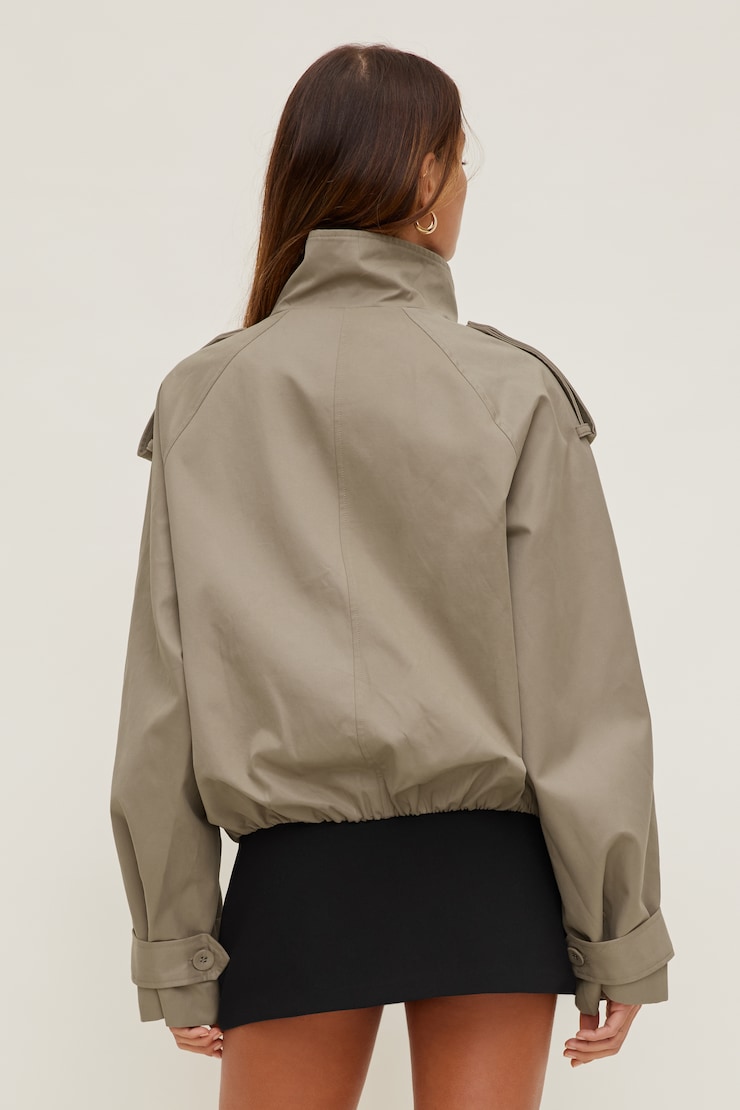 Siena Trench Bomber Jacket Desert Taupe Beige large