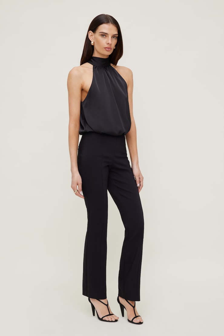 Paloma Bubble Satin Halter Blouse Jet Black large