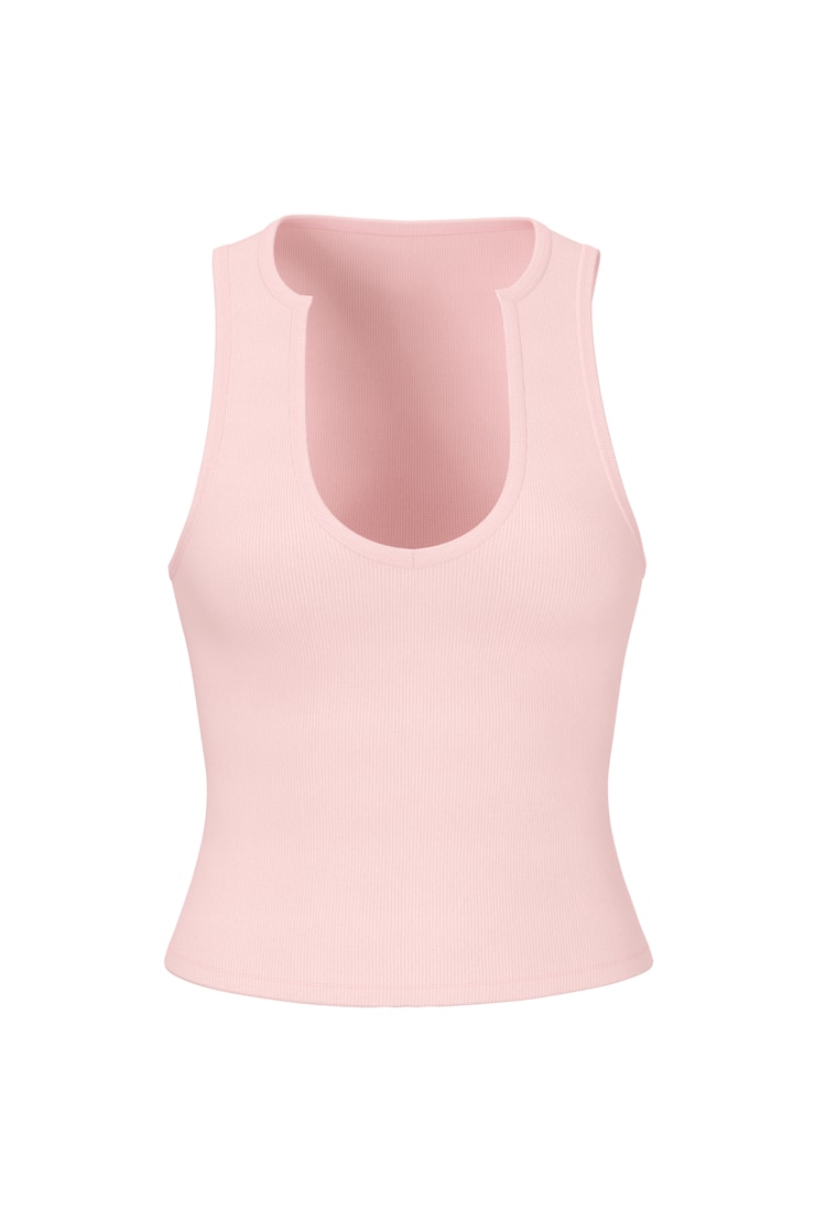 SnatchRib Notch Tank Top, Pink, large
