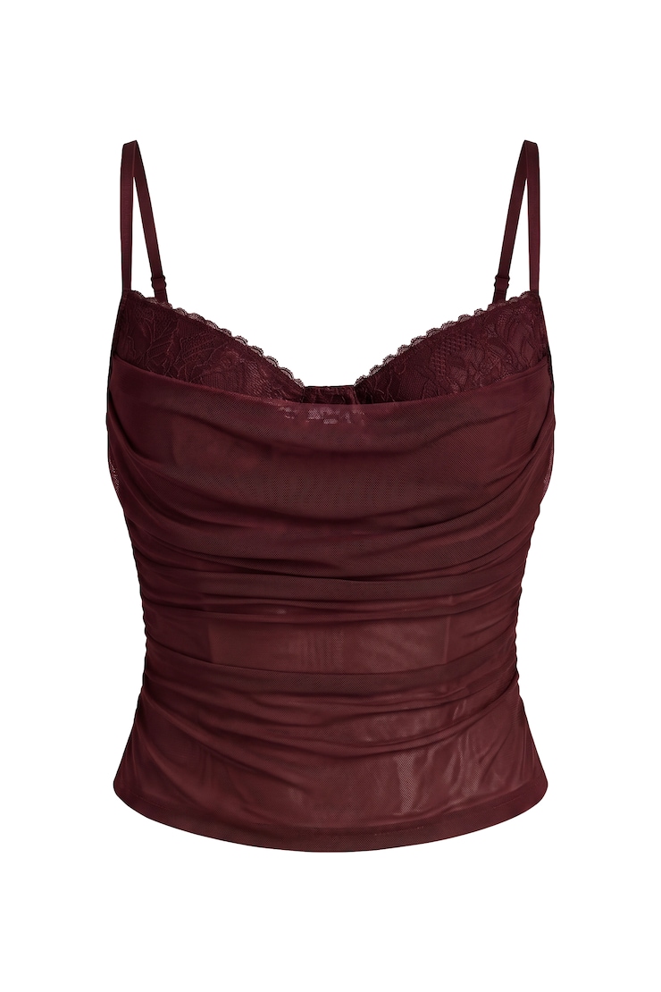 Ally Mesh Peekaboo Bustier, Burgundy Bite, large
