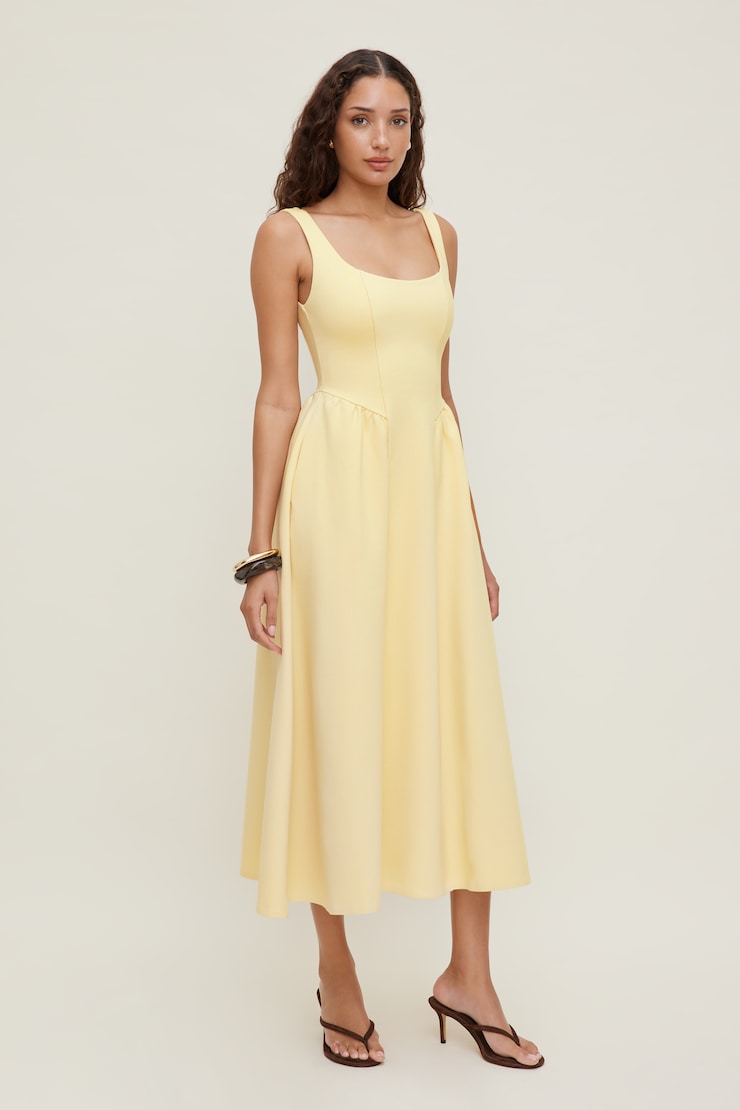 Irina Ponte Midi Dress Pale Yellow large