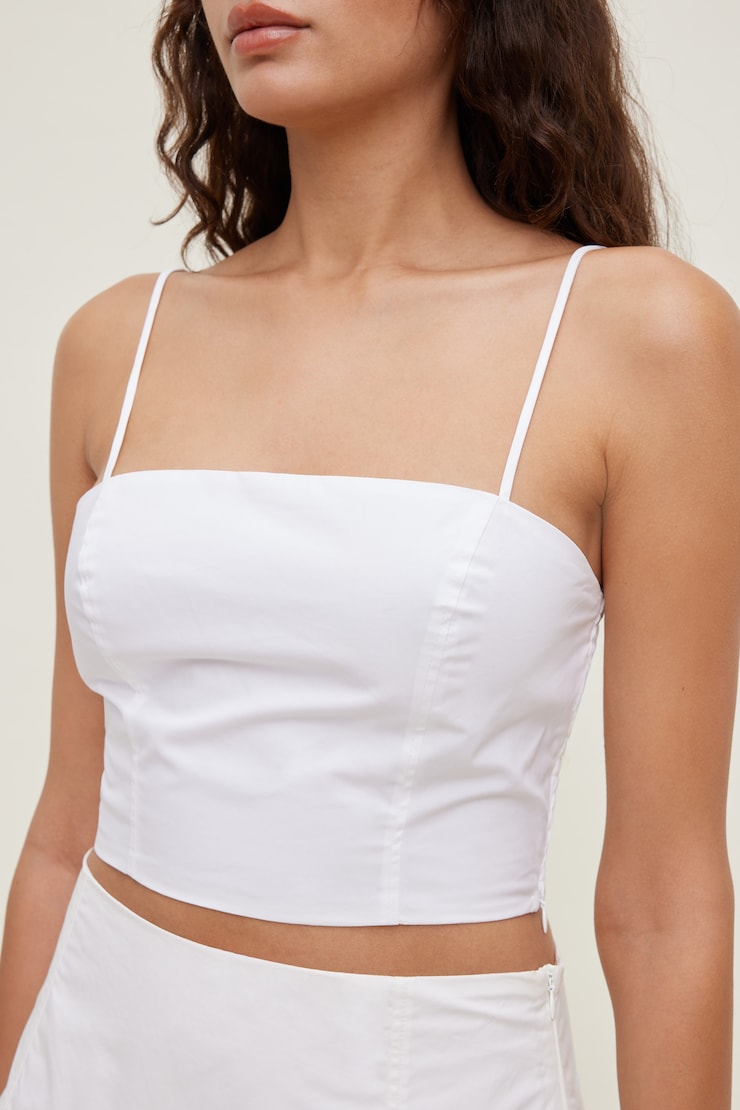 Cropped Poplin Tank Top Bright White large