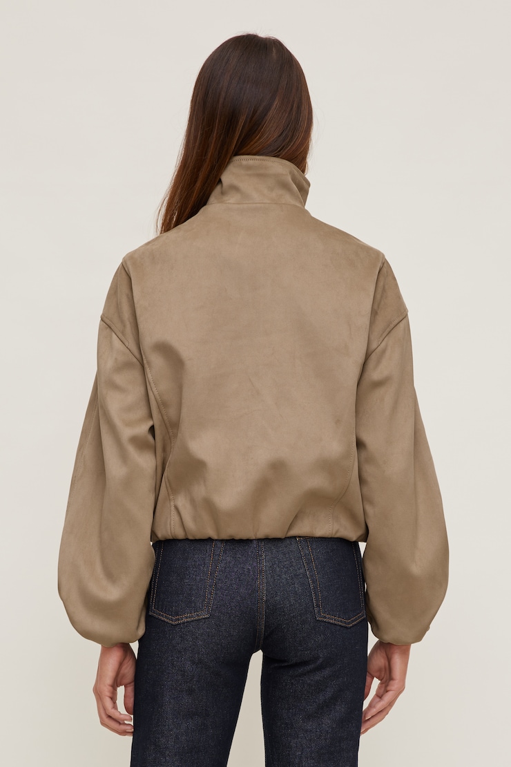 Brynn Faux Suede Bomber Jacket Savannah Tan large