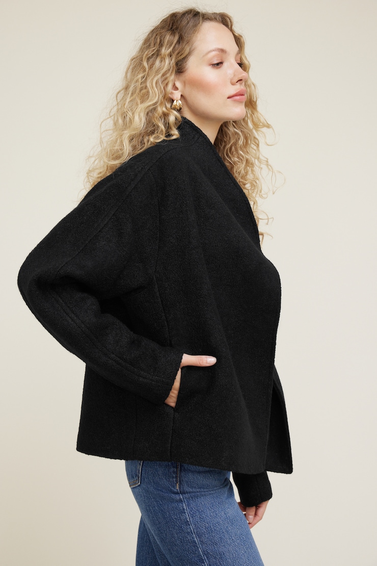 Blouson enveloppant en laine Noir encre large