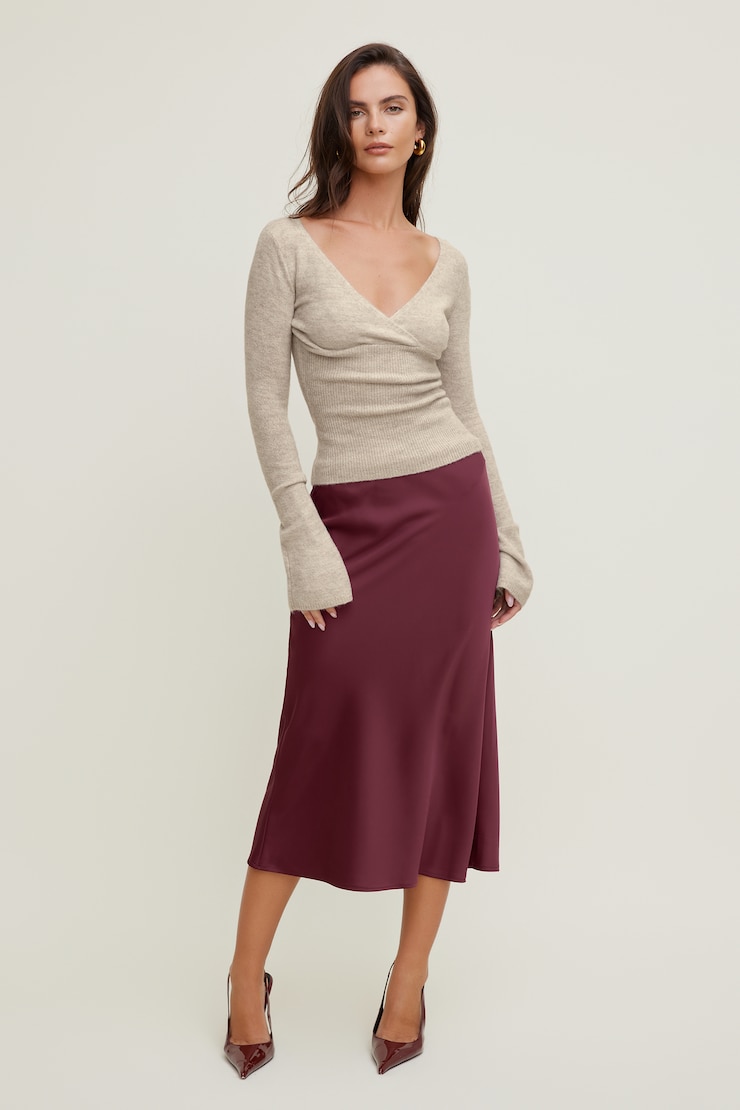 Plunge Crossover Sweater Atmosphere Melange Beige large