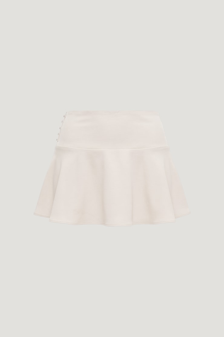 Buttoned Satin Mini Skort Sea Salt Cream large
