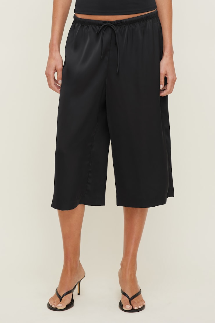 Leo Satin Capri Pants Jet Black large