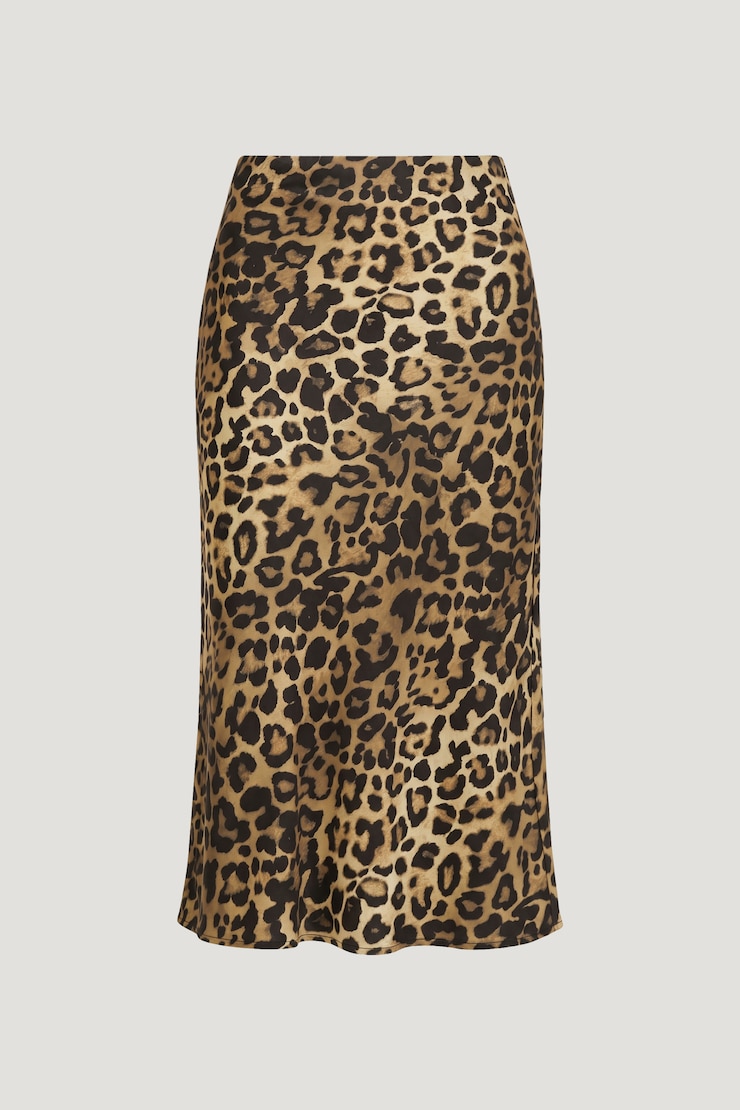 Delila Satin Midi Skirt Leopard Brown large