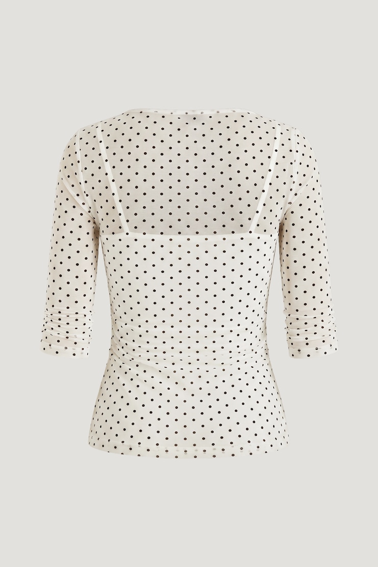 Maude Mesh Top White w/ Black Polka Dots large