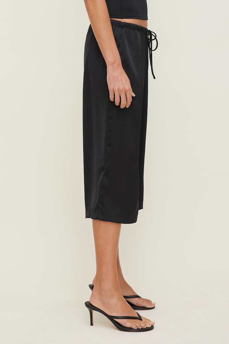Leo Satin Capri Pants Jet Black large