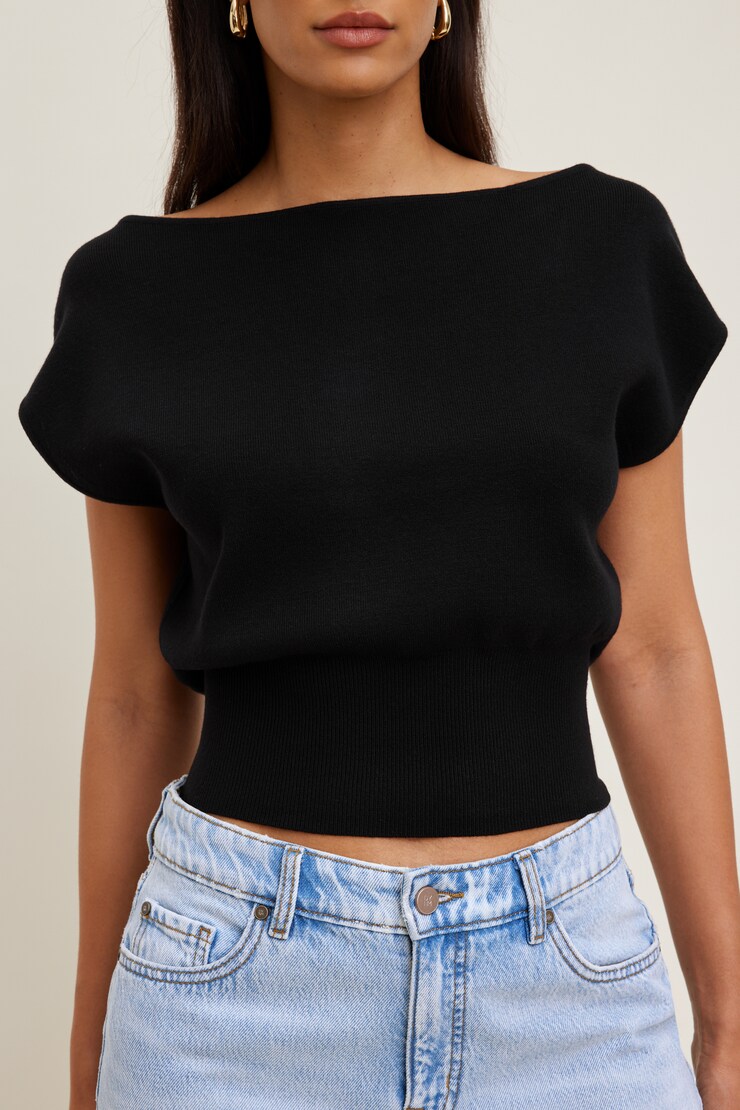 Aria Boat Neck Sweater Jet Black large