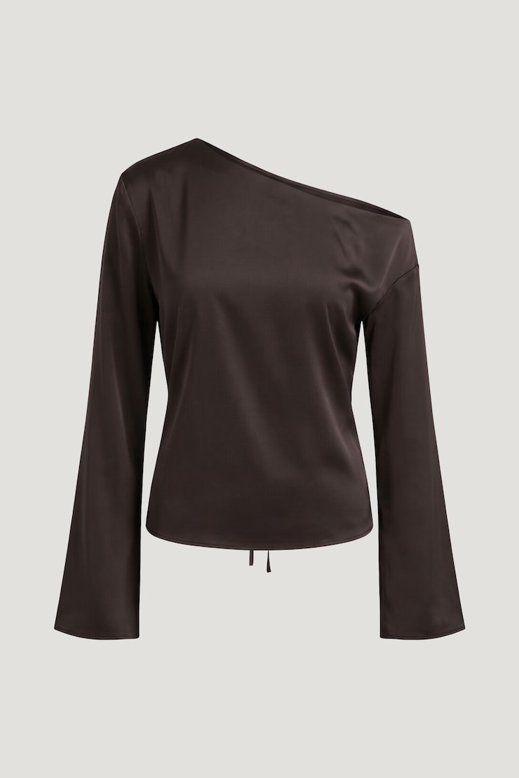 Alexa Satin Blouse Java Brown large