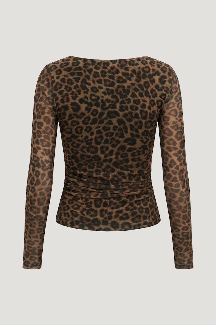 Stella Mesh Long Sleeve Top Leopard Brown large