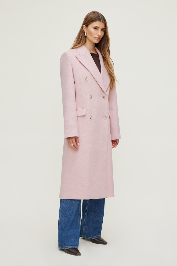 Oversized Double Breasted Wool Coat Light Pink Melange large