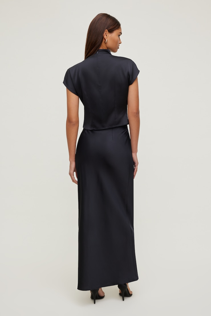 Ella Layered Satin Blouse Jet Black large