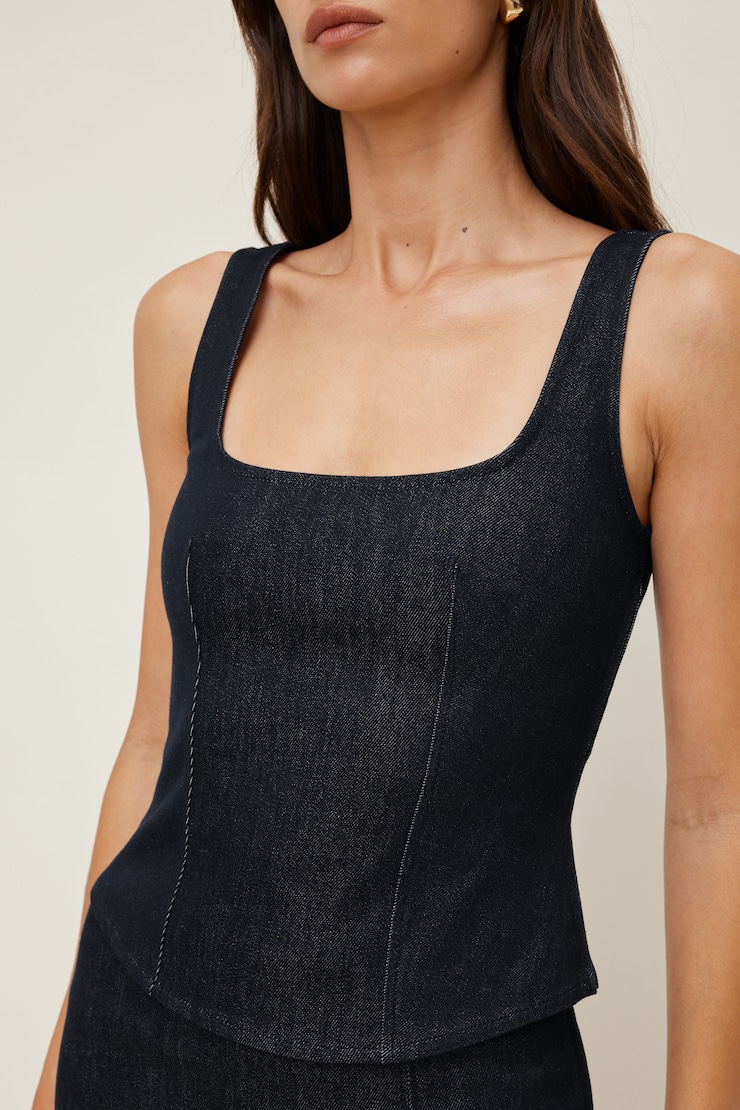 Denim Bustier Top Dark Indigo / Rinse large